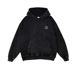 Vintage – Black – Washed Out Hoodie – Breathable – (French Terry)